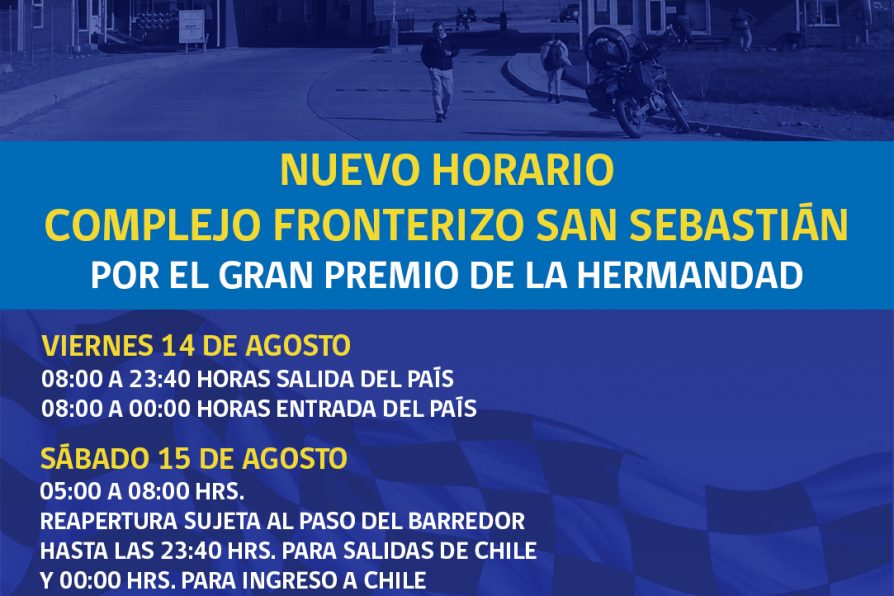 Modifican horarios del Complejo Fronterizo San Sebastián por Gran Premio de la Hermandad